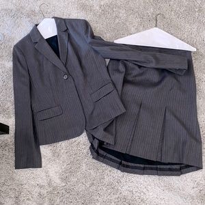 Ann Taylor gray pinstripe business suit.